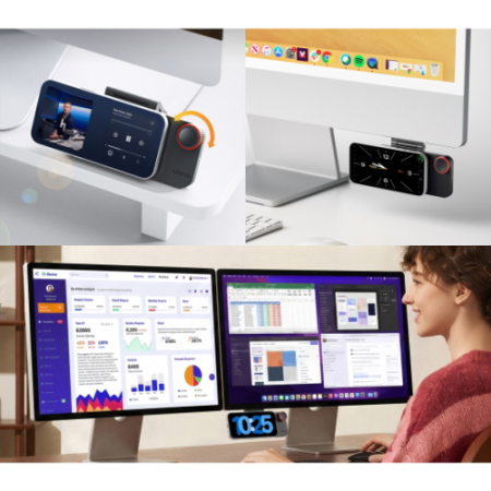 Ulanzi CW15 (E005) - ładowarka indukcyjna z magnetycznym uchwytem pod monitor - przykład użycia